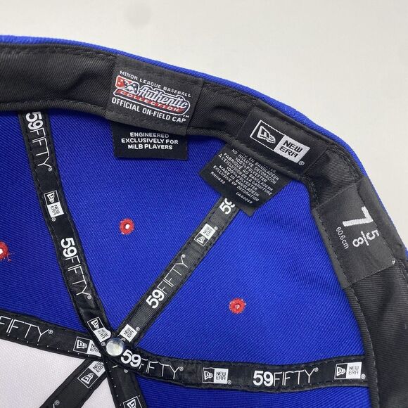 New Era Worcester‎ Red Sox 59FIFTY Size 7 5/8 MiLB Fitted Hat Blue White Rocket - Picture 8 of 8